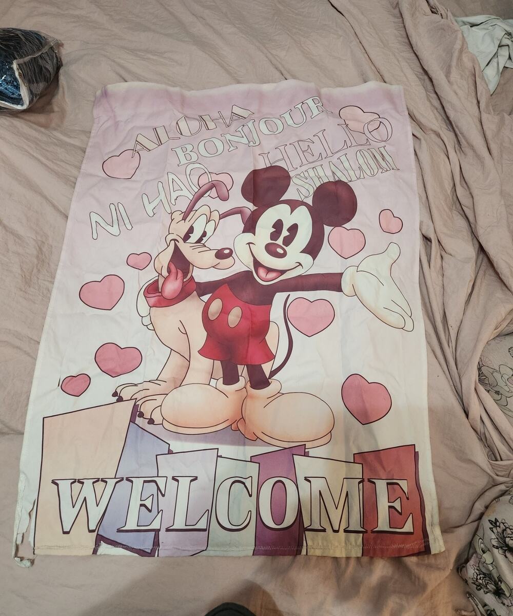 Disney Hamilton Collection Welcome Flag Banner Mickey Pluto 40" x 28"